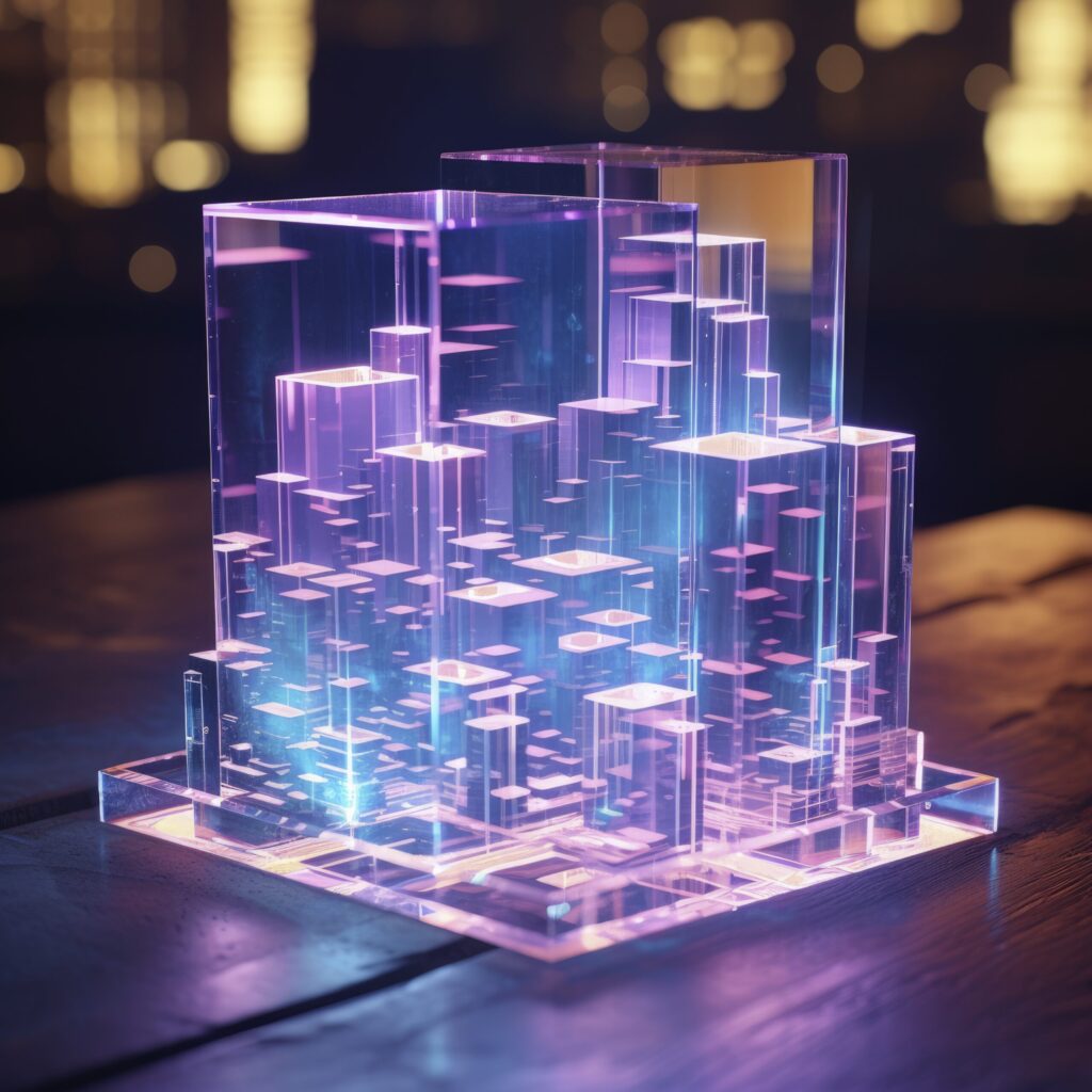 Engineering the Future: AUL Global\'s Latest BIM Innovations 3d shapes glowing with bright holographic colors